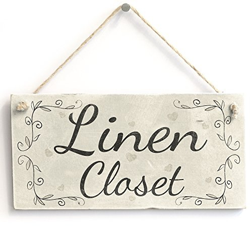 Linen Closet Hanging Door Sign, Cottage Style Home Decor | Classic storage space room marker
