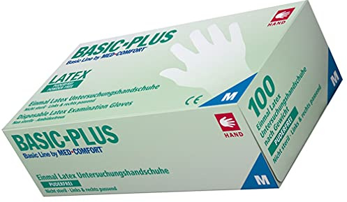 Basic Plus Disposable Latex Gloves - Powder Free - Size Medium