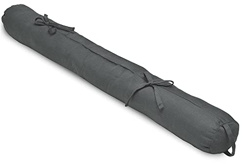 Beautissu Tür Zugluftstopper 90 x 10 cm - Viento Windstopper und Türluftstopper mit praktischer Schlaufe – Zugluftrolle für Haustür, Gartentür und Fenster - Durchzugstopper Anthrazit