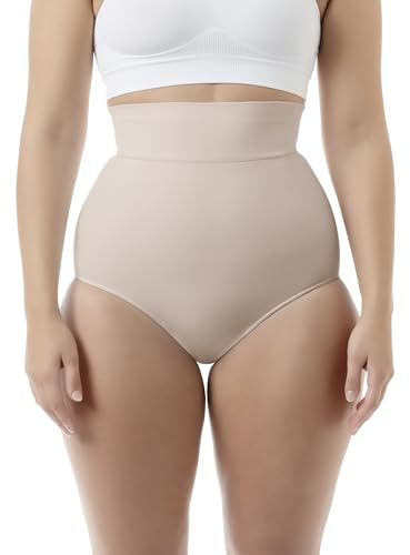 FarmaCell 601 (Cipria, S) Mutande Contenitive Donna Pancia Piatta, Effetto Push-Up, Slip Vita Alta Modellante, Made in Italy