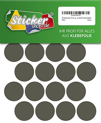 96 Klebepunkte, 35 mm, grau, aus PVC Folie, wetterfest, Markierungspunkte Kreise Punkte Aufkleber