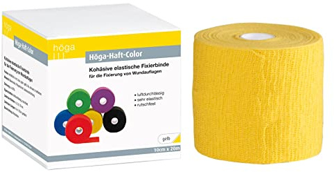 Höga-Haft Fixierbinde, gedehnt, kohäsive selbsthaftende elastische, 10 cm x 20 m, gelb, 1 Stück