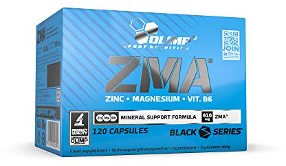 OLIMP SPORT NUTRITION- ZMA Kapseln. Nahrungsergänzungsmittel bestehend aus Zink, Magnesium und Vitamin B6. Inhalt: 120 Kapseln.