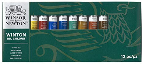 Winsor & Newton Winton Oil Color Paint, Studio Set, 10 x 37ml Tubes, Blue,Red,White, 12 Piece Set