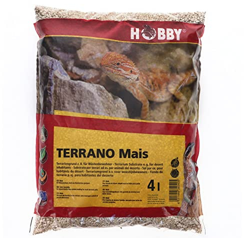 HOBBY Terraristik Terrano Mais I 8 Liter I Staub- und schalenfreies Substrat für Wüstenechsen, Schlangen und andere Bewohner trockener Gebiete I Auch als Kleintierstreu oder Vogelsand geeignet