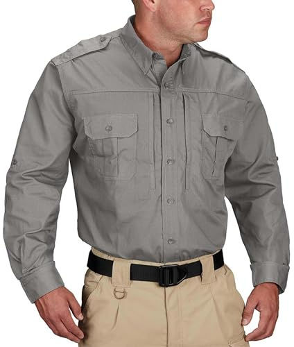 Propper - Camisa táctica de Manga Larga para Hombre, Gris, Medium Alto