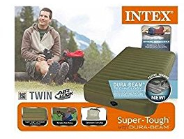 Intex 68726 Luftbett Twin Super Tough Airbed Kit mit Fußpumpe Bellows, 99 x 191 x 20 cm