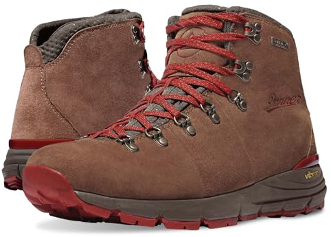 Danner Mountain 600 Waterproof Hiking Boots for Men - Lightweight, Durable Upper, Breathable Lining, Triple-Density Footbed & Vibram Traction Outsole, Brown/Red - 12 D