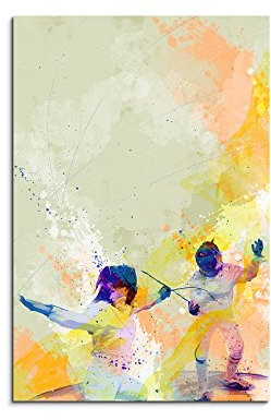 Fechten III 90x60cm Wandbild SPORTBILD Aquarell Art tolle Farben von Paul Sinus