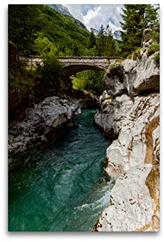 Premium Textil-Leinwand 60 x 90 cm Hoch-Format Soca - Sloweniens Smaragdfluss, Leinwanddruck von Alexander Bartek