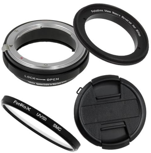 Fotodiox M-Reverse-55-Nikon-Kit RB2A 55MM Macro Reverse Ring Kit with G and DX Type Lens Aperture Control, 52MM Lens Cap and 52MM UV Protector Fits Nikon
