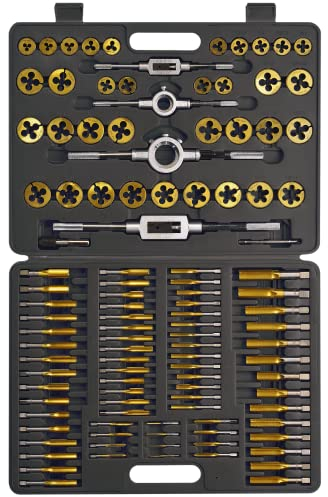 SW-Stahl 82251L Gewindeschneidsatz, TiN, M2-M18, 110-teilig I HSS Gewindeschneider Set metrisch I Präzision Gewindeschneider Sortiment I Innengewinde & Außengewinde I Werkzeugkoffer enthalten
