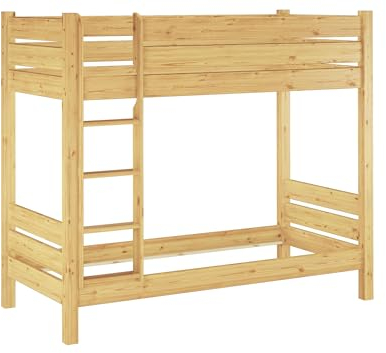 Erst-Holz®Kiefer-Etagenbett Massivholz Natur 90x190 Stockbett stabil ohne Rollrost 60.16-09-190 oR