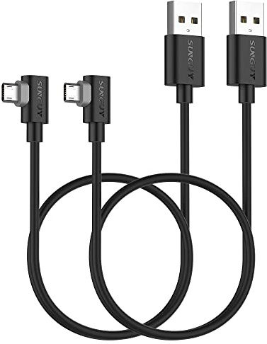SUNGUY Micro USB Kabel 90 Winkel 0.5m, 2 Stück 18W USB auf Micro USB Ladekabel USB 2.0 Datenübertragung Kompatibel mit Galaxy S7 Edge S6 S5, Moto E6 5 4, Xperia Z5, Kindle Fire, LG