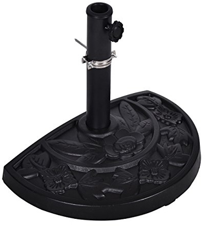 SONLEX Halbrunder Sonnenschirmständer für halbe Sonnenschirme auf schmalen Balkons oder Terrassen, mit Wandanker, Aufnahmehülse mit Reduzierring, 9 kg, schwarz