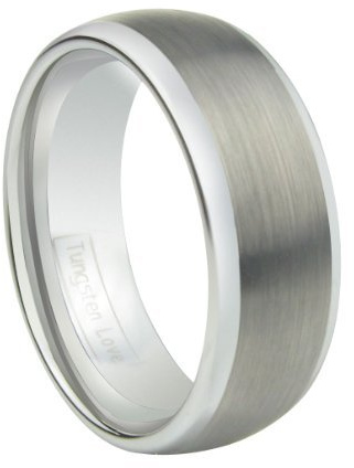 JewelryWe Schmuck 8mm Breite Wolframcarbid Herren-Ring, Poliert Verlobungsringe Trauringe Hochzeit Band Silber, mit Geschenk Tüte - Größe 57 bis 67