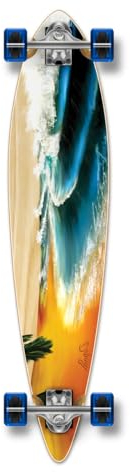 Yocaher Beach Series Complete Pintail Skateboards Longboard Cruiser w/Black Widow Premium 80A Grip Tape Aluminum Truck ABEC9 Bearing 70mm Skateboard Wheels (Complete - Pintail - 01 - Beach)