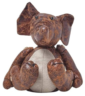 HOMESCAPES Origineller Türstopper Stoff Fensterstopper Elefant Kunstleder braun