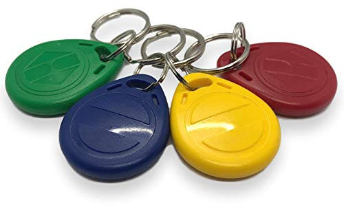 4 X NFC Tags | NXP Chip NTAG216 | 888 Bytes Memory | key chains | 4 Colours | Round key tags | Waterproof