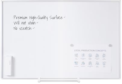 Bi-Office Magnetisches Whiteboard New Generation, Emaillierte Premiumoberfläche, Trocken Abwischbar, Mit Alurahmen Und Stifteablage, Magnettafel, Memoboard, 90 x 60 cm