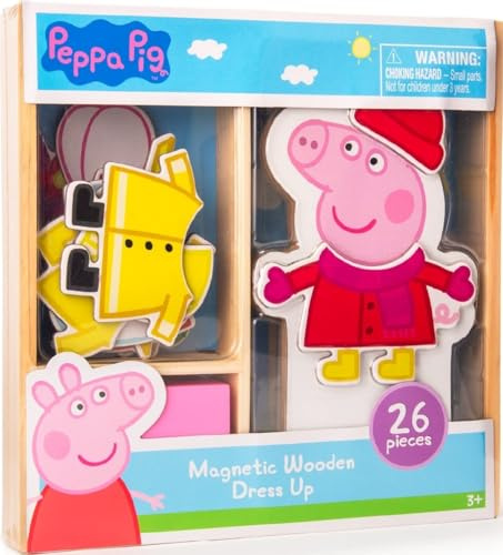 Peppa Pig Magnetic Wooden Dress-UP Set, FSC Wood, Wooden Toys, Preschool Dress UP DOLL