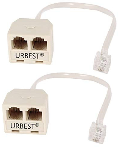 URBEST 2 PCS RJ11 Male to Female Two Way Telephone Splitter Converter Cable