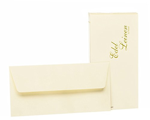 Rössler - Edelleinen Kuvert DIN lang 20 Stück Ivory | Briefumschläge ohne Fenster DIN lang für Briefpapier, Einladungen, Glückwunsch- und Hochzeitskarten