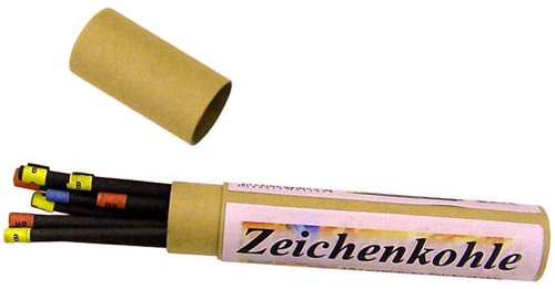 10 Stück Zeichenkohle / Naturzeichenkohle aus jungen Weinreben, Ø ca. 4 - 6 mm in Pappköcher in Künstlerqualität