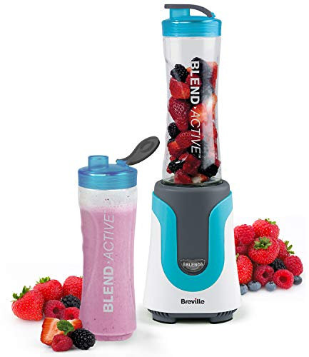 Breville Blend Active Personal Blender & Smoothie Maker with 2 Portable Blending Bottles (600ml), 300W, Blue [VBL136]