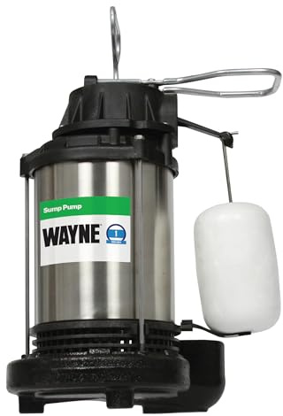 WAYNE - Pompa sommergibile in ghisa e acciaio inossidabile da 1 HP con interruttore galleggiante verticale integrato - 6.100 galloni all'ora - Pompa per pozzetto seminterrato per impieghi gravosi