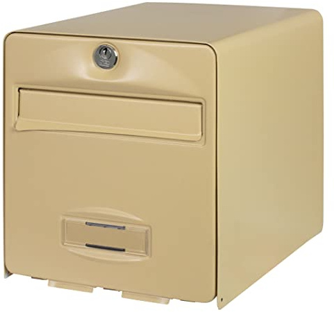 BURG-WÄCHTER Boîte aux Lettres Agréée La Poste, 1 Porte, 508 BE F BALthazar, Beige, en Acier Galvanisé, Avec Porte à Ouverture Totale et Stop-Courrier (Porte bloquée à 120°)