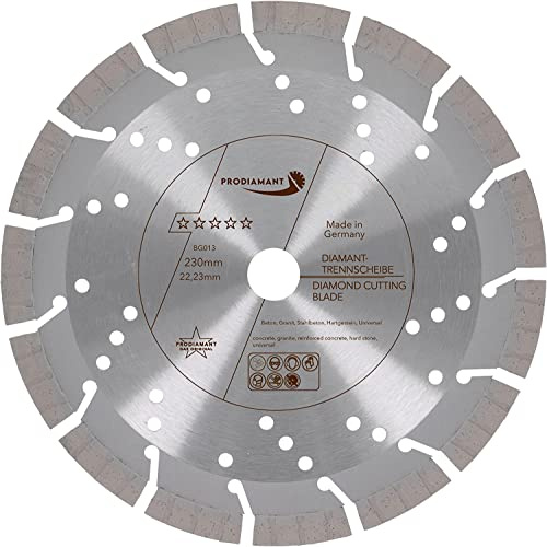 PRODIAMANT Diamanttrennscheibe 230mm Turbo Segment Beton Naturstein Ziegel - Made in Germany hochwertig lasergeschweißt für Winkelschleifer