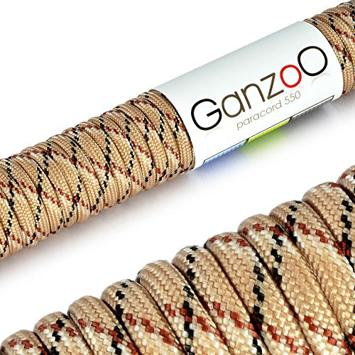 Ganzoo Paracord 550 Seil 4mm Schnur Typ 3, Nylon & Polyester, ideal für Basteln von Hundeleine Halsband Armband/Camping Survival und Outdoor (3/15/30/100 Meter) Allzweckseil 7 Innenstränge