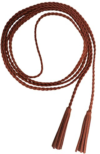 Nanxson Damen Taillengürtel Gewebte Quasten Kettengürtel Leder Gürtel | Schmaler Taillengürtel,Dünner Gürtel,Modische Accessoires,mit Quaste,für Jeans,Hosen,Kleider