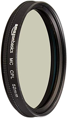 Amazon Basics 52 mm Circular Polarizer Protection Filter for Deeper Colours, Glare and Reflection Reduction, Multi-Coated, Protects from Dust, Dirt and Scratches