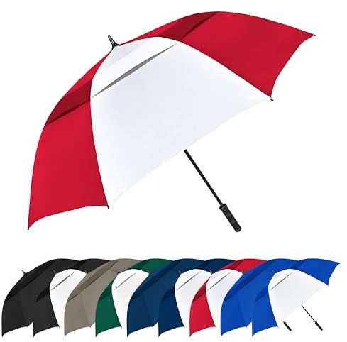 The Vented Tornado 64 Large Oversize Windproof Automatic Open Golf Umbrella, Heavy Duty Thick Fiberglass Ribs Waterproof Wind Vent Portable 2 Person Golf Umbrella for Men and Women - Royal Blue