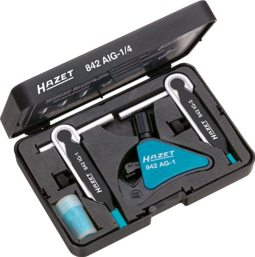 HAZET Gewinde Nachschneide Set 842AIG-1/4 I Für Außengewinde von 4 - 13 mm und Innengewinde 5-12 mm I 1 Außengewinde- und 2 Innengewindeschneider I Schutzhüllen für Aluminiumgewinde