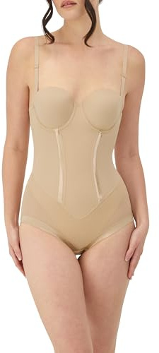Maidenform Damen Trägerloser Formender Body EASY UP COLLECTION STRAPLESS BODY BRIEFER FIRM CONTROL, Einfarbig, Gr. EU 90D (UK 40D), Beige (LATTE LIFT LLF)