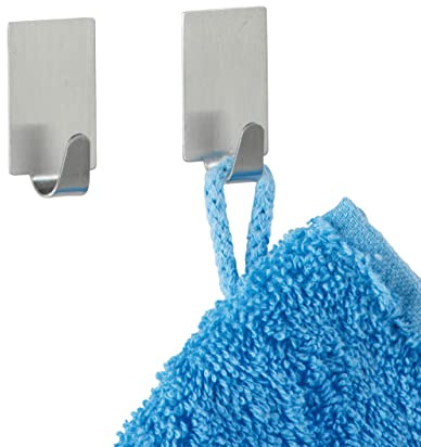 WENKO Strip-it® Rechteckhaken matt 4er Set - 4er Set, Edelstahl rostfrei, 1.9 x 3.4 x 1.5 cm, Matt