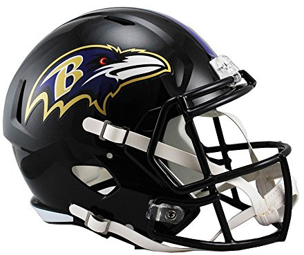 Riddell Replika i fullt format av en Speed-amerikansk fotbollshjälm från NFL Baltimore Ravens
