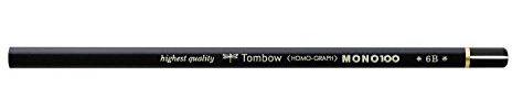 Tombow - MONO 100 | 1x Lápiz de Grafito 6B | Lápiz de Grafito premium de Alta Densidad, Extra Oscuro | Dibujo, bocetos, esbozos, escritura