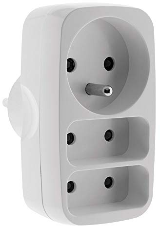 Multiprise Triplite 2x2P 6A + 1x2P+T 16A - Blanc - Zenitech