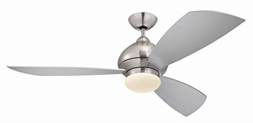 Westinghouse Lighting cm Deckenventilator FANtastic 78008 mit Einzelleuchte und drei Flügeln, Ausführung in gebürstetem Chrom mit Opalmilchglas 7800840