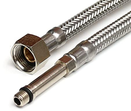 Panzerschlauch 3/8ÜM x AG M8x1 lang, Flexschlauch DN6 für Sanitär mit Trinkwasserzulassung, 20cm-2m