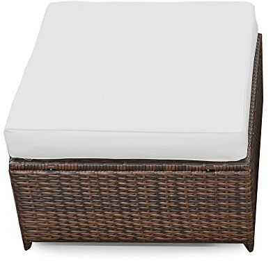 XINRO (1er Polyrattan Lounge Hocker - Gartenmöbel Hocker Rattan - durch andere Polyrattan Lounge Gartenmöbel Elemente erweiterbar - In/Outdoor - handgeflochten - braun