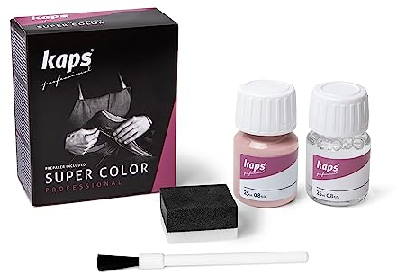 Kaps Dye Super Color Professional Leather Shoe Dye for Natural, Faux - Fabric Preparer and Paint, for Nourishing and Repairing Shoes (124 - Rose)