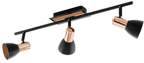 EGLO LED Deckenleuchte Barnham, 3 flammige Deckenlampe | Deckenstrahler aus Metall, Wohnzimmerlampe in Schwarz und Kupfer, Flurlampe, Spots inkl. GU10 Leuchtmittel, warmweiß