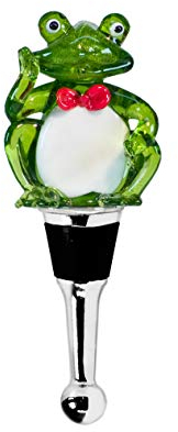 EDZARD Flaschenverschluss Frosch für Champagner, Wein und Sekt, Höhe 11 cm, Muranoglas, Handarbeit (kleine Unebenheiten möglich)
