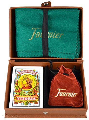 Fournier – F31023 – Coffret de Jeu de Cartes en Cuir synthétique,10 años to 99 años, Marron