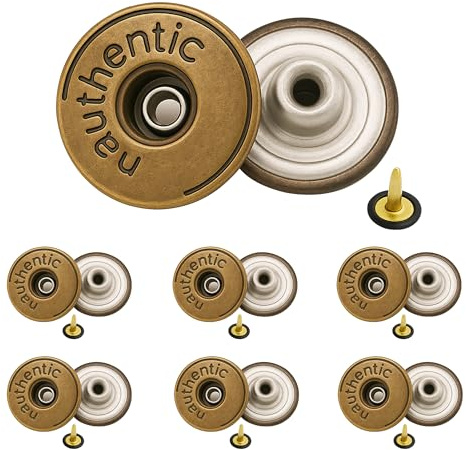 Trimming Shop Messing-Jeans-Knopf mit Rückenstift, 20 mm nicht nähende Denim-Knöpfe, austauschbare Knöpfe für Reparaturjacken, Hosen, Heimwerkerprojekte, Jeans, Hosen - Bronze, 10 Stück